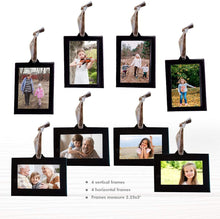 Load image into Gallery viewer, Family Tree Photo Frame Ornaments - 8 Horizontal Hanging Picture Frames - 1.5" X 2.5" Photo Opening