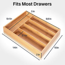 Load image into Gallery viewer, Secura Kitchen Drawer Organizer, Bamboo Utensil Holder Cutlery Makeup Jewelry Silverware Tray for Kitchen, Office, Bathroom, Closet, Dresser