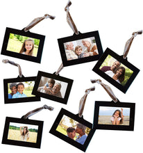 Load image into Gallery viewer, Family Tree Photo Frame Ornaments - 8 Horizontal Hanging Picture Frames - 1.5" X 2.5" Photo Opening
