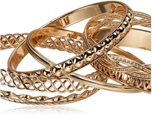 Load image into Gallery viewer, GUESS &quot;Basic&quot; Gold 7 Piece Mixed Bangle Bracelet
