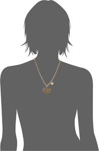 GUESS "Basic" Gold Cheetah Heart Pendant Necklace, 16" + 1" Extender