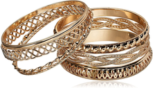Load image into Gallery viewer, GUESS &quot;Basic&quot; Gold 7 Piece Mixed Bangle Bracelet
