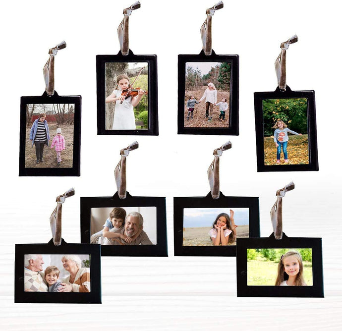 Family Tree Photo Frame Ornaments - 8 Horizontal Hanging Picture Frames - 1.5