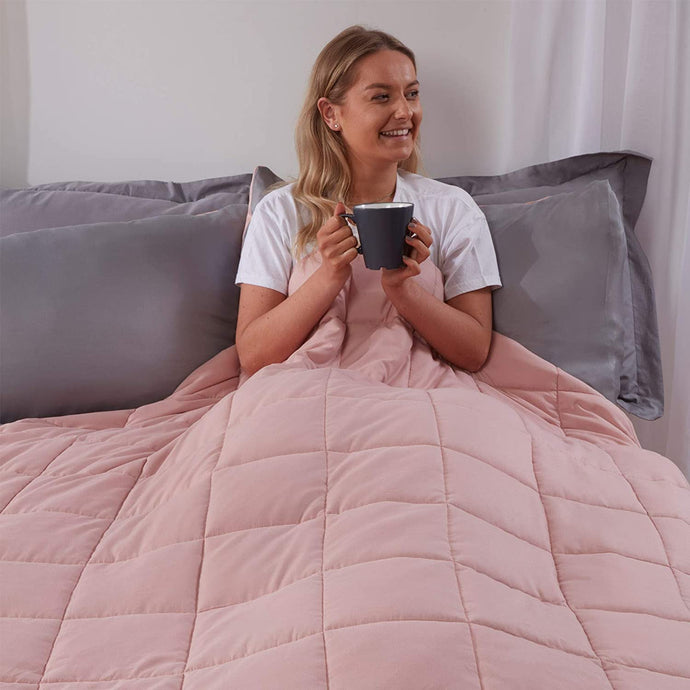 Brentfords Weighted Blanket Adults Teenagers Kids Therapy Sensory Anxiety Autism Insomnia Stress Relief-Blush Pink-125 x 150cm, 4kg(9lb)