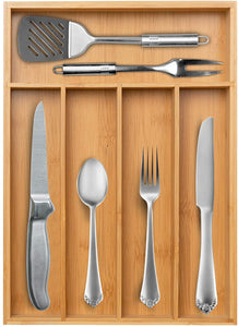 Secura Kitchen Drawer Organizer, Bamboo Utensil Holder Cutlery Makeup Jewelry Silverware Tray for Kitchen, Office, Bathroom, Closet, Dresser