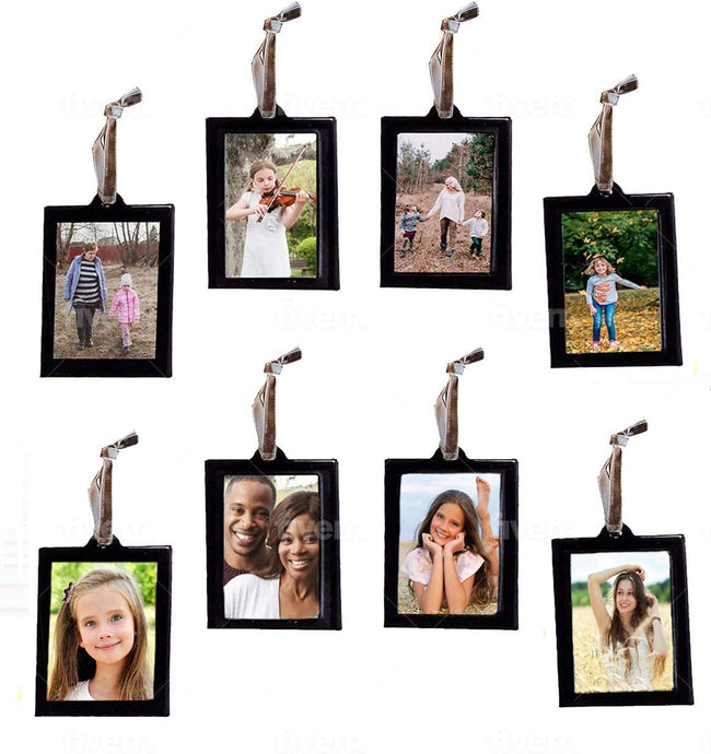 Hanging Picture Frame Ornaments, Set of 8