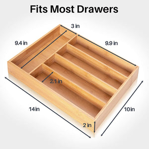 Secura Kitchen Drawer Organizer, Bamboo Utensil Holder Cutlery Makeup Jewelry Silverware Tray for Kitchen, Office, Bathroom, Closet, Dresser