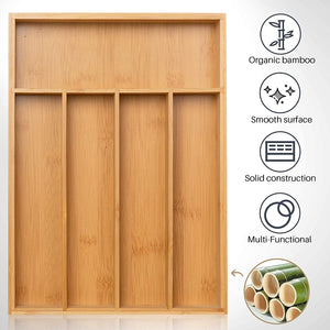 Secura Kitchen Drawer Organizer, Bamboo Utensil Holder Cutlery Makeup Jewelry Silverware Tray for Kitchen, Office, Bathroom, Closet, Dresser