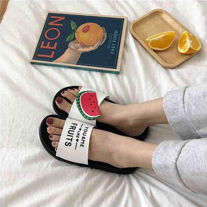 2020 Women Summer Slippers Cute Fruit Indoor Slides Female Bathroom Shower Slides Non Slip Thick Sole Platform Ladies Shoes