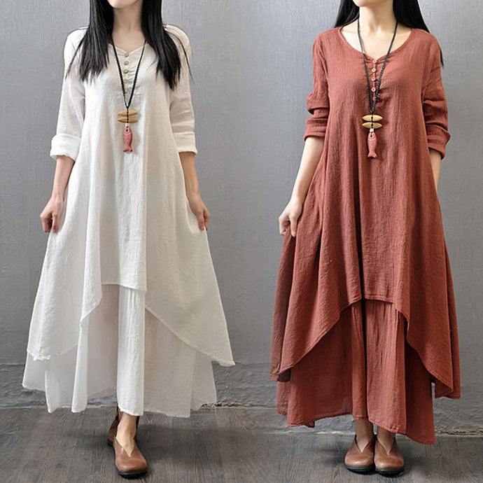 Cotton Linen Midi Dresses