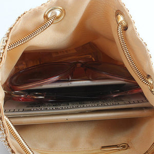 Rhinestone Inlaid Flash Bucket Clutch Bag 