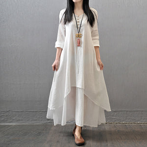 Cotton Linen Midi Dresses