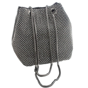 Rhinestone Inlaid Flash Bucket Clutch Bag