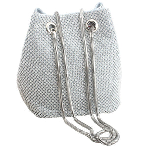 Rhinestone Inlaid Flash Bucket Clutch Bag