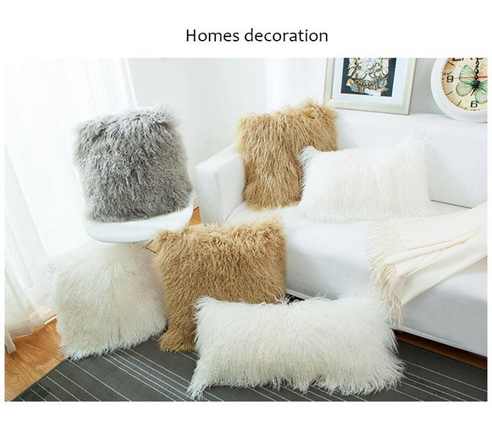 Real Mongolian lamb fur Pillow Case 