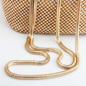 Rhinestone Inlaid Flash Bucket Clutch Bag 