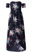 Load image into Gallery viewer, SMOCKED STRAPLESS FLORAL PRINT LONG MAXI DRESS
